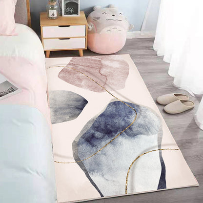 Rynx | Relaxing abstract printed rug multicolored lamb wool rug non-slip backing pet-friendly washable rug for rooms