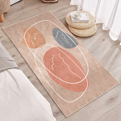 Rynx | Relaxing abstract printed rug multicolored lamb wool rug non-slip backing pet-friendly washable rug for rooms