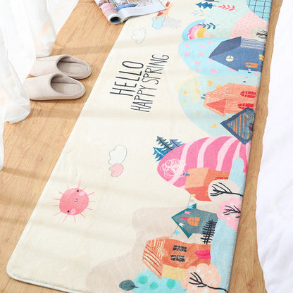 Rynx | Trendy Bedroom Rug Multi-Colored Fairy Tale Print Carpet Blended Non-Slip Backing Washable Indoor Rug