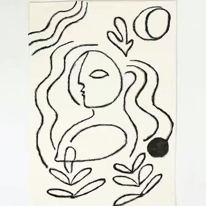 Rynx | Simple Bedroom Rug Multicolored Abstract Cartoon Area Rug Polyester Pet-Friendly Non-Slip Rug