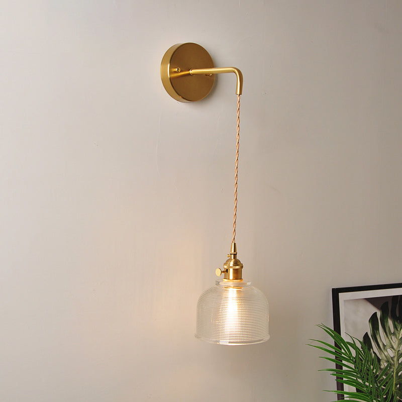 Rynx | 1 Head Wall Mount Light Industrial Shade Clear Glass Wall Light Fixture for Nightstand
