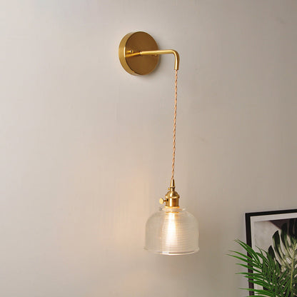 Rynx | 1 Head Wall Mount Light Industrial Shade Clear Glass Wall Light Fixture for Nightstand