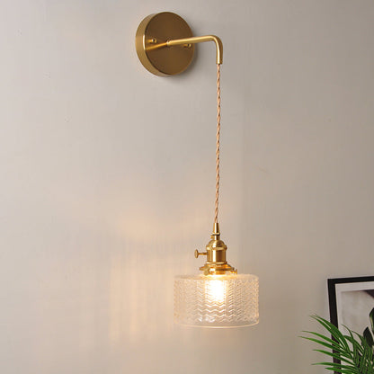 Rynx | 1 Head Wall Mount Light Industrial Shade Clear Glass Wall Light Fixture for Nightstand