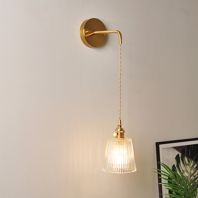 Rynx | 1 Head Wall Mount Light Industrial Shade Clear Glass Wall Light Fixture for Nightstand