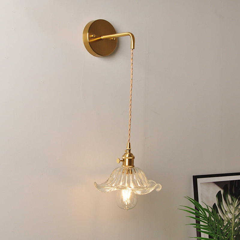 Rynx | 1 Head Wall Mount Light Industrial Shade Clear Glass Wall Light Fixture for Nightstand