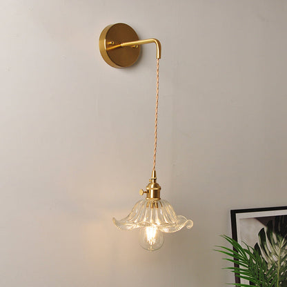 Rynx | 1 Head Wall Mount Light Industrial Shade Clear Glass Wall Light Fixture for Nightstand