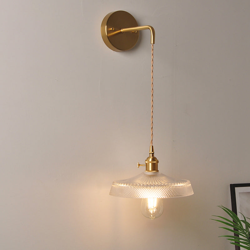 Rynx | 1 Head Wall Mount Light Industrial Shade Clear Glass Wall Light Fixture for Nightstand