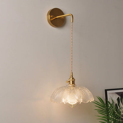 Rynx | 1 Head Wall Mount Light Industrial Shade Clear Glass Wall Light Fixture for Nightstand