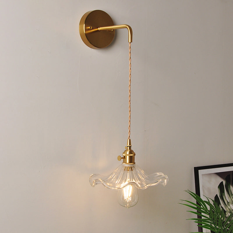 Rynx | 1 Head Wall Mount Light Industrial Shade Clear Glass Wall Light Fixture for Nightstand
