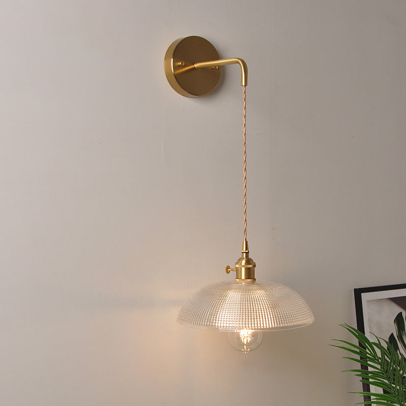 Rynx | 1 Head Wall Mount Light Industrial Shade Clear Glass Wall Light Fixture for Nightstand