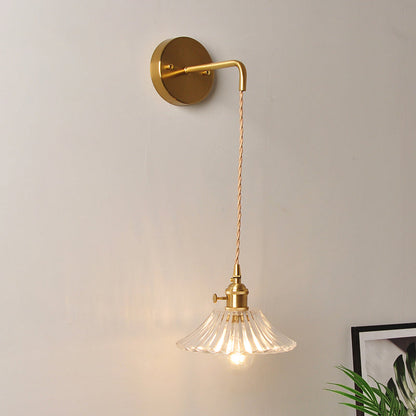 Rynx | 1 Head Wall Mount Light Industrial Shade Clear Glass Wall Light Fixture for Nightstand