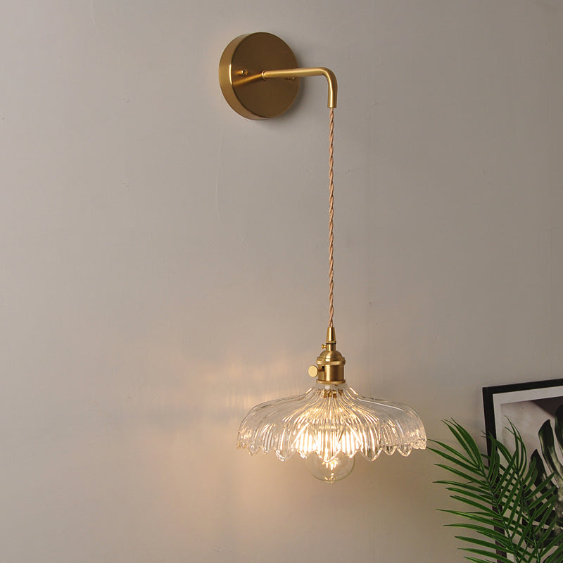 Rynx | 1 Head Wall Mount Light Industrial Shade Clear Glass Wall Light Fixture for Nightstand