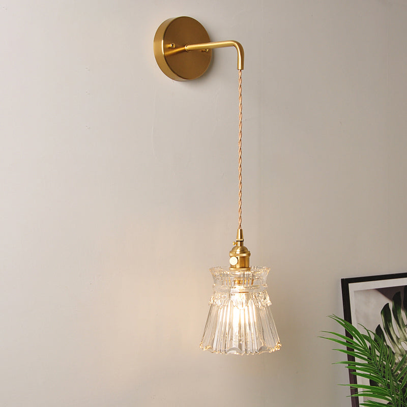 Rynx | 1 Head Wall Mount Light Industrial Shade Clear Glass Wall Light Fixture for Nightstand