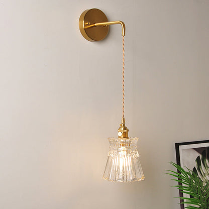 Rynx | 1 Head Wall Mount Light Industrial Shade Clear Glass Wall Light Fixture for Nightstand