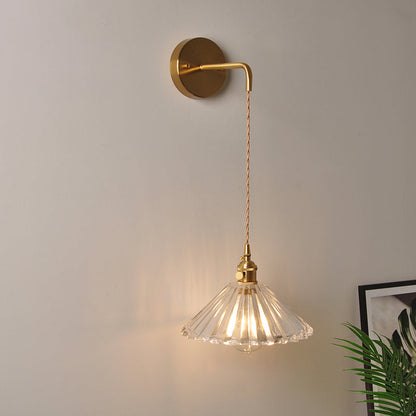 Rynx | 1 Head Wall Mount Light Industrial Shade Clear Glass Wall Light Fixture for Nightstand