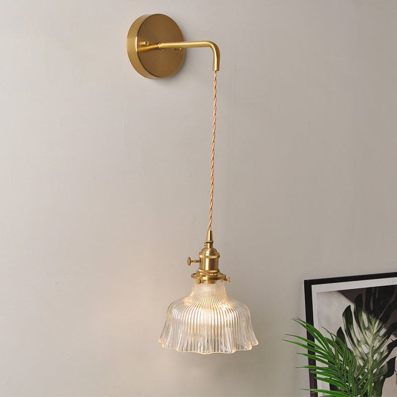 Rynx | 1 Head Wall Mount Light Industrial Shade Clear Glass Wall Light Fixture for Nightstand
