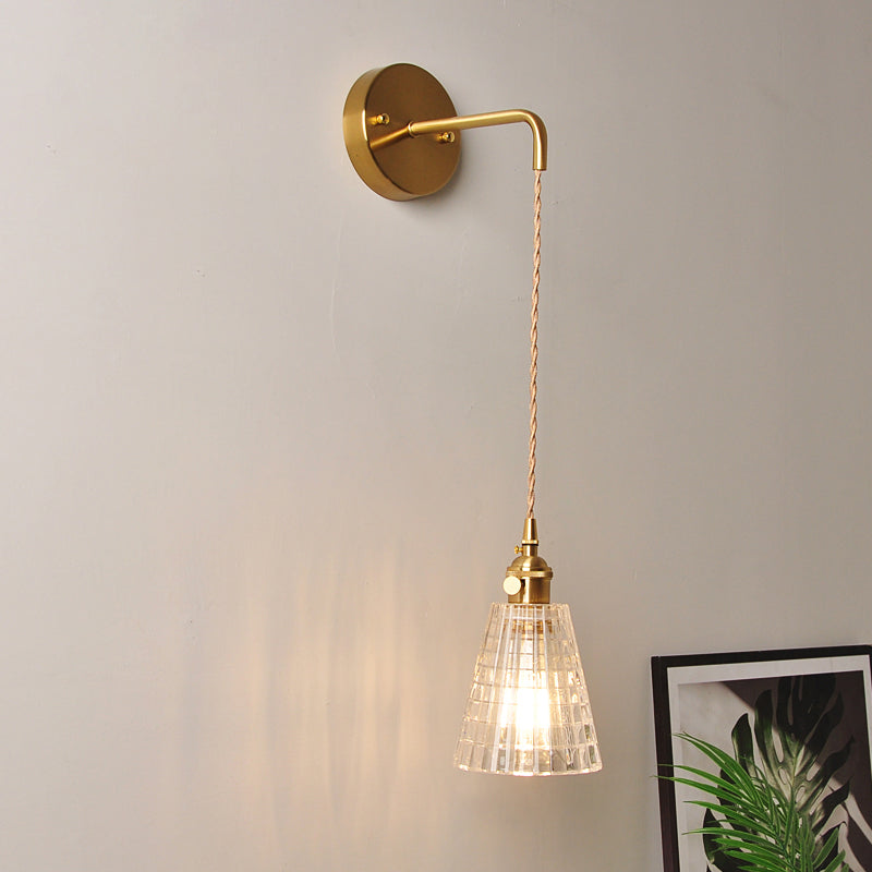 Rynx | 1 Head Wall Mount Light Industrial Shade Clear Glass Wall Light Fixture for Nightstand