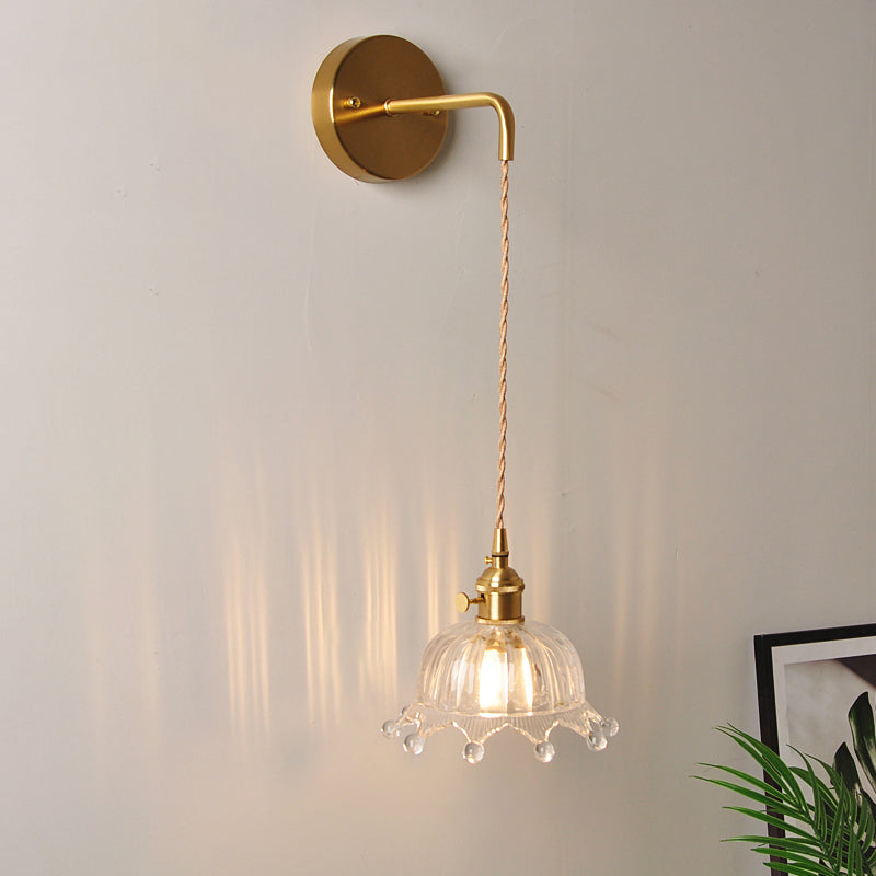 Rynx | 1 Head Wall Mount Light Industrial Shade Clear Glass Wall Light Fixture for Nightstand