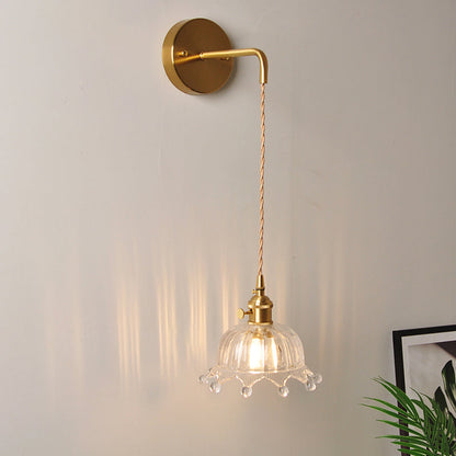 Rynx | 1 Head Wall Mount Light Industrial Shade Clear Glass Wall Light Fixture for Nightstand