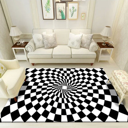 Rynx | Multicolored unique rug polyester 3D checkerboard area rug easy care pet-friendly indoor rug for living room