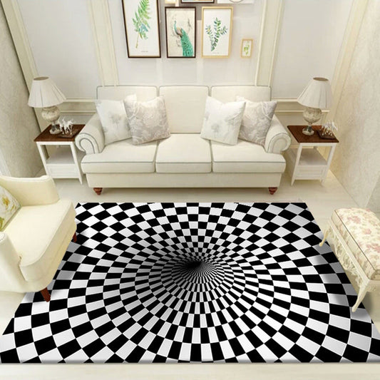 Rynx | Multicolored unique rug polyester 3D checkerboard area rug easy care pet-friendly indoor rug for living room