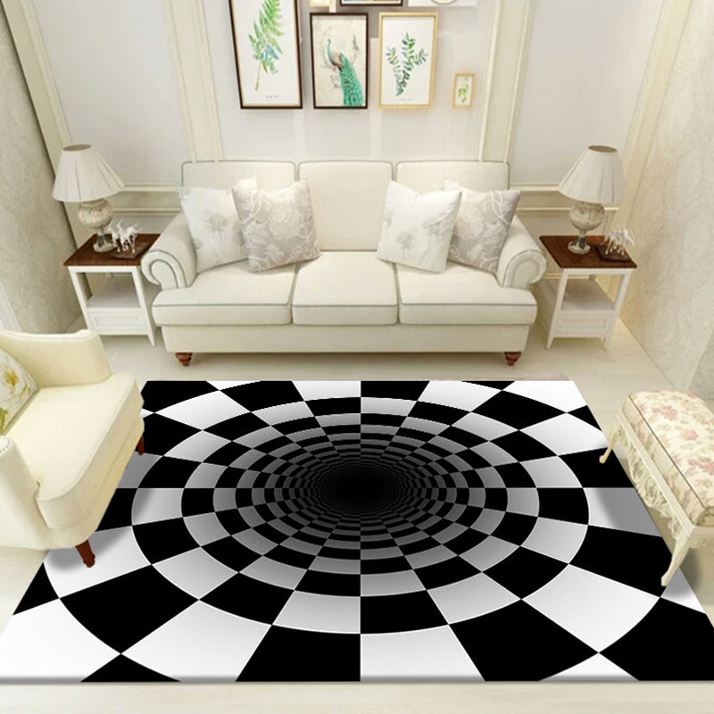 Rynx | Multicolored unique rug polyester 3D checkerboard area rug easy care pet-friendly indoor rug for living room