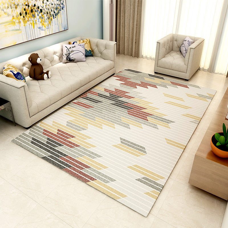 Rynx | Nordic Abstract Print Rug Multicolor Polyster Area Rug Anti-Slip Backing Stain-Resistant Carpet for Living Room