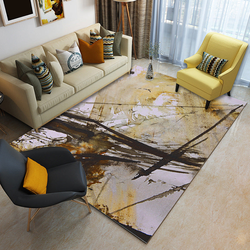 Rynx | Nordic Abstract Print Rug Multicolor Polyster Area Rug Anti-Slip Backing Stain-Resistant Carpet for Living Room