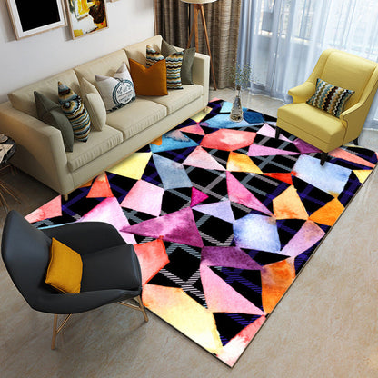 Rynx | Nordic Abstract Print Rug Multicolor Polyster Area Rug Anti-Slip Backing Stain-Resistant Carpet for Living Room