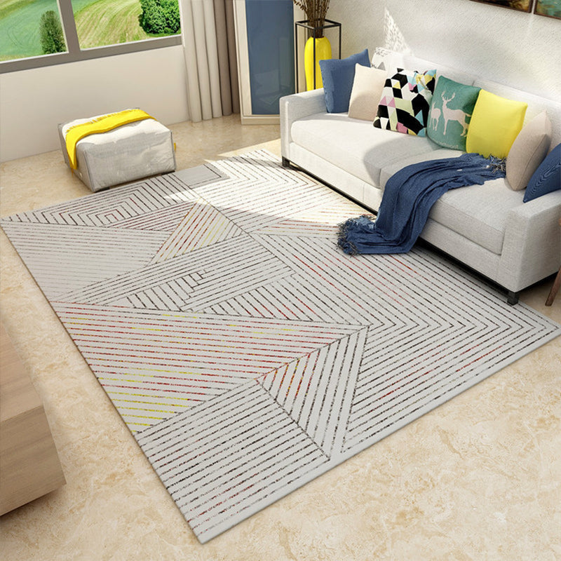 Rynx | Nordic Abstract Print Rug Multicolor Polyster Area Rug Anti-Slip Backing Stain-Resistant Carpet for Living Room