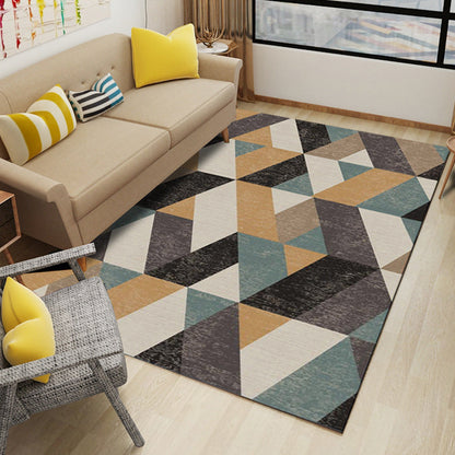 Rynx | Nordic Abstract Print Rug Multicolor Polyster Area Rug Anti-Slip Backing Stain-Resistant Carpet for Living Room