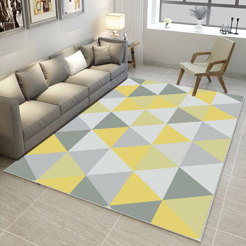 Rynx | Nordic Abstract Print Rug Multicolor Polyster Area Rug Anti-Slip Backing Stain-Resistant Carpet for Living Room