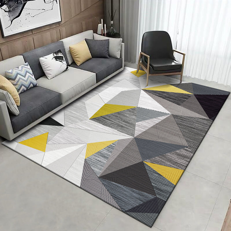 Rynx | Simple Geo Print Rug Multi-Color Modern Indoor Rug Cotton Blend Non-Slip Backing Pet Friendly Carpet for Parlor
