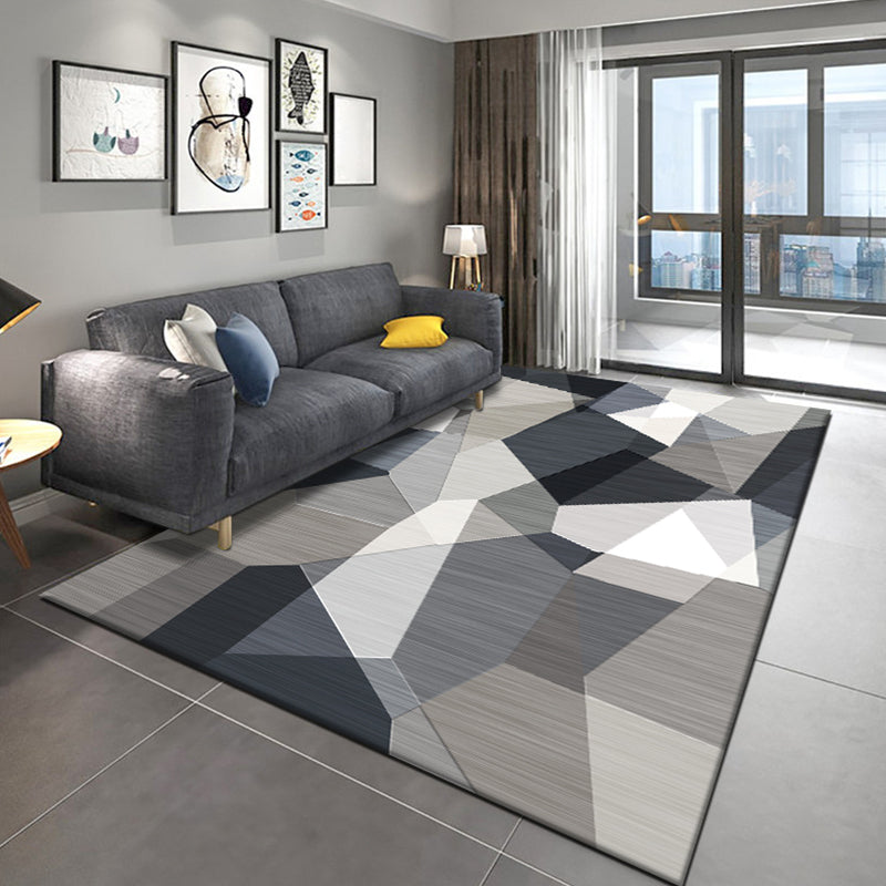 Rynx | Simple Geo Print Rug Multi-Color Modern Indoor Rug Cotton Blend Non-Slip Backing Pet Friendly Carpet for Parlor