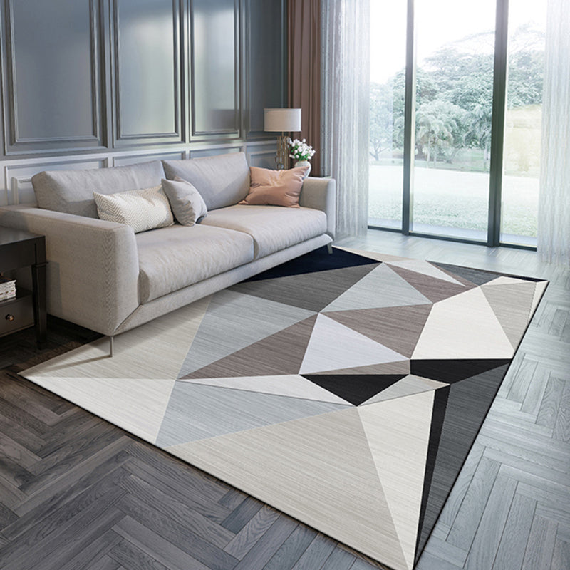 Rynx | Simple Geo Print Rug Multi-Color Modern Indoor Rug Cotton Blend Non-Slip Backing Pet Friendly Carpet for Parlor