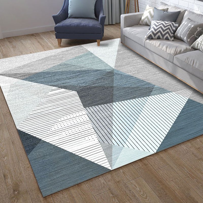 Rynx | Classic Geo Print Rug Multi Colored Polyster Area Rug Anti-Slip Backing Pet Friendly Washable Carpet for Parlor