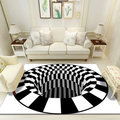 Rynx | Classic Geo Print Rug Multi Colored Polyster Area Rug Anti-Slip Backing Pet Friendly Washable Carpet for Parlor