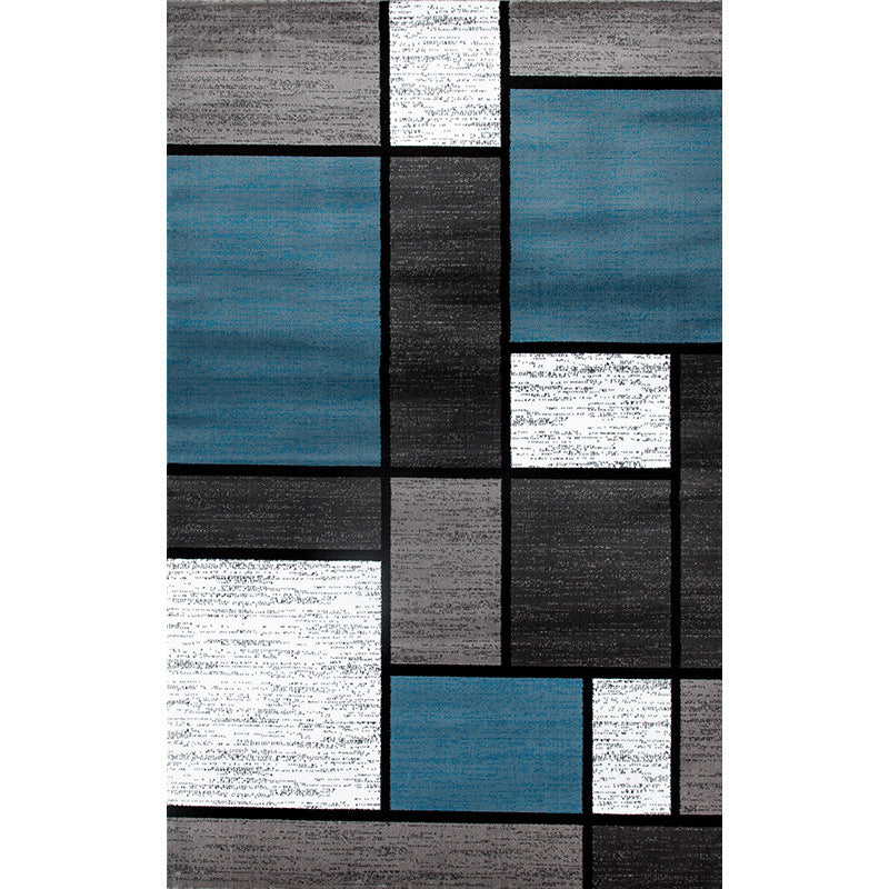Rynx | Classic Geo Print Rug Multi Colored Polyster Area Rug Anti-Slip Backing Pet Friendly Washable Carpet for Parlor