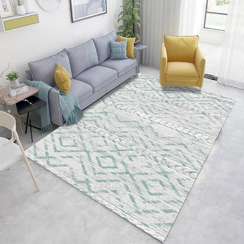 Rynx | Classic Geo Print Rug Multi Colored Polyster Area Rug Anti-Slip Backing Pet Friendly Washable Carpet for Parlor