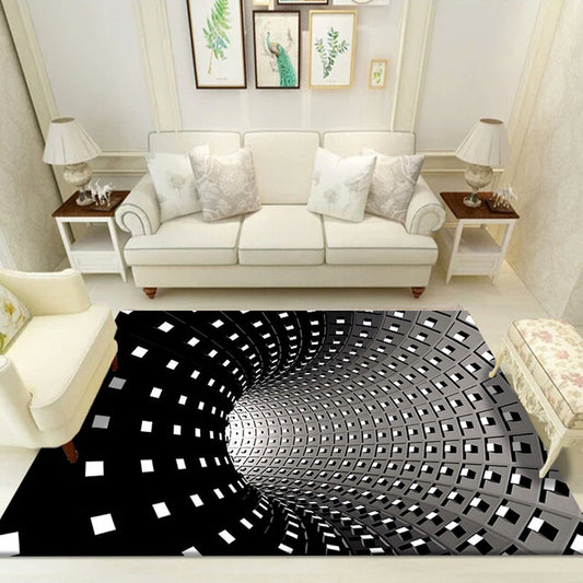 Rynx | Classic Geo Print Rug Multi Colored Polyster Area Rug Anti-Slip Backing Pet Friendly Washable Carpet for Parlor