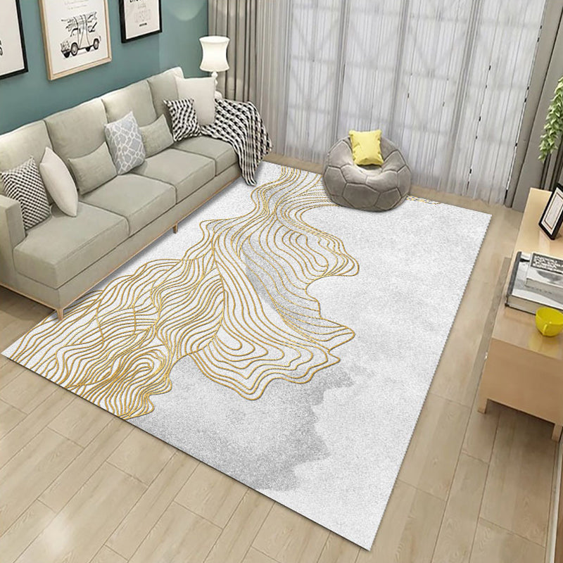 Rynx | Classic Geo Print Rug Multi Colored Polyster Area Rug Anti-Slip Backing Pet Friendly Washable Carpet for Parlor