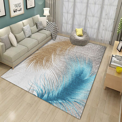 Rynx | Classic Geo Print Rug Multi Colored Polyster Area Rug Anti-Slip Backing Pet Friendly Washable Carpet for Parlor