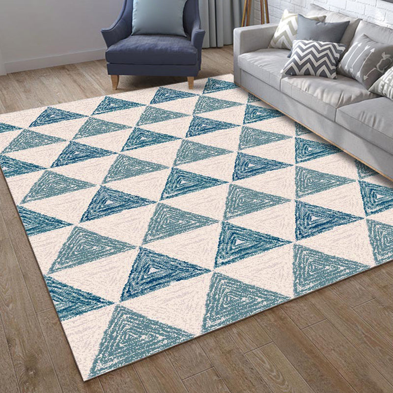 Rynx | Classic Geo Print Rug Multi Colored Polyster Area Rug Anti-Slip Backing Pet Friendly Washable Carpet for Parlor