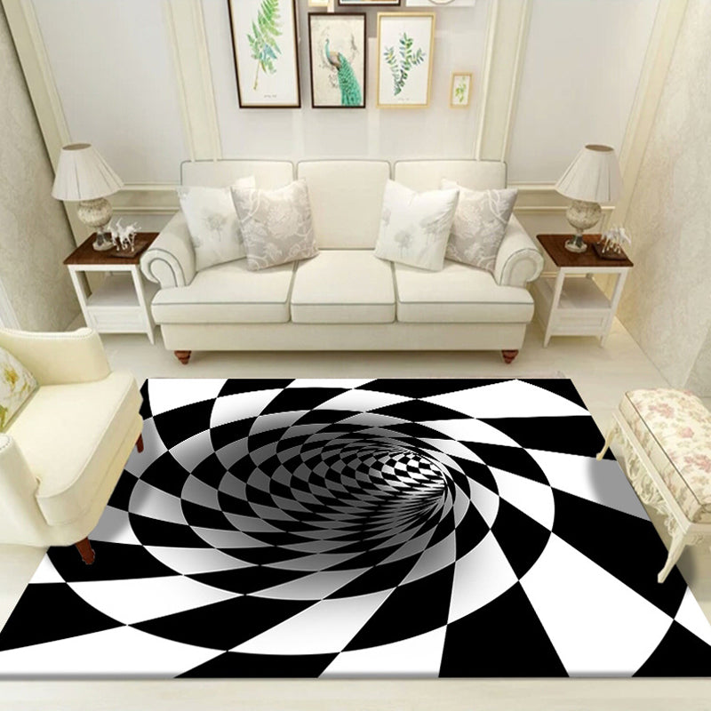 Rynx | Classic Geo Print Rug Multi Colored Polyster Area Rug Anti-Slip Backing Pet Friendly Washable Carpet for Parlor
