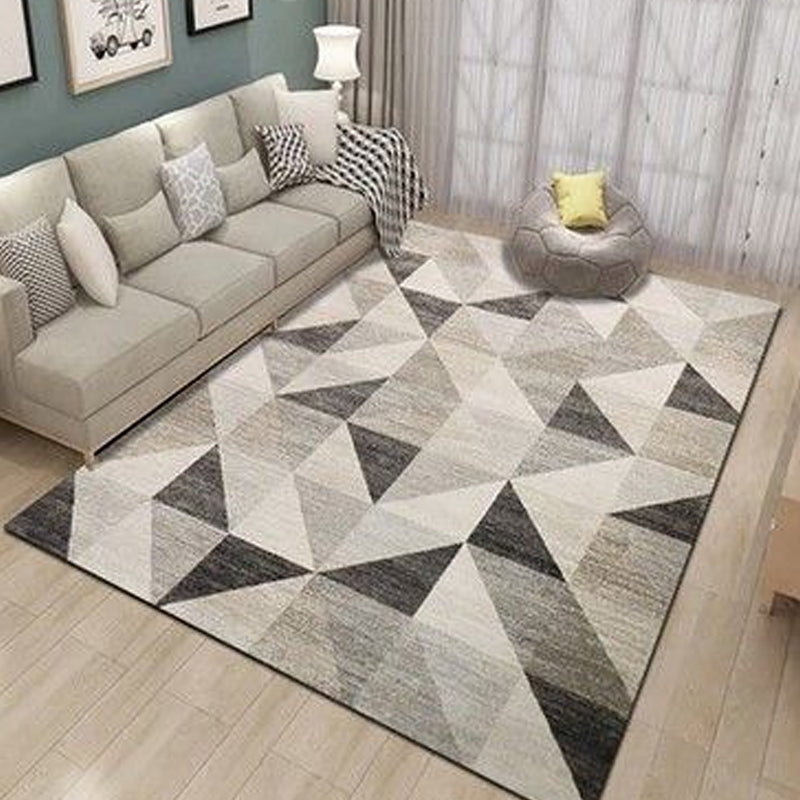 Rynx | Classic Geo Print Rug Multi Colored Polyster Area Rug Anti-Slip Backing Pet Friendly Washable Carpet for Parlor