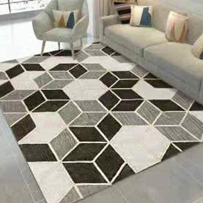 Rynx | Classic Geo Print Rug Multi Colored Polyster Area Rug Anti-Slip Backing Pet Friendly Washable Carpet for Parlor