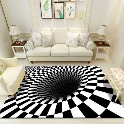 Rynx | Classic Geo Print Rug Multi Colored Polyster Area Rug Anti-Slip Backing Pet Friendly Washable Carpet for Parlor
