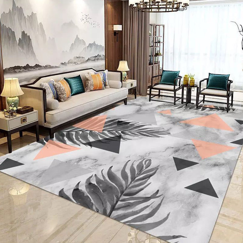Rynx | Classic Geo Print Rug Multi Colored Polyster Area Rug Anti-Slip Backing Pet Friendly Washable Carpet for Parlor