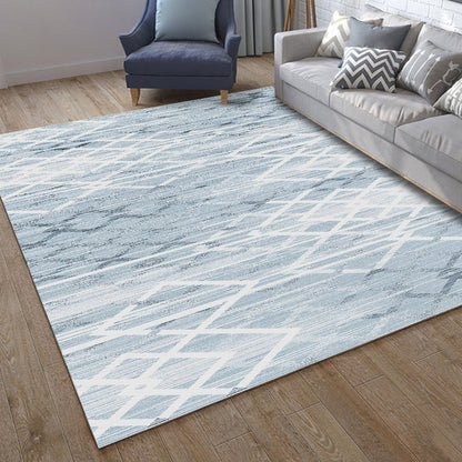 Rynx | Classic Geo Print Rug Multi Colored Polyster Area Rug Anti-Slip Backing Pet Friendly Washable Carpet for Parlor