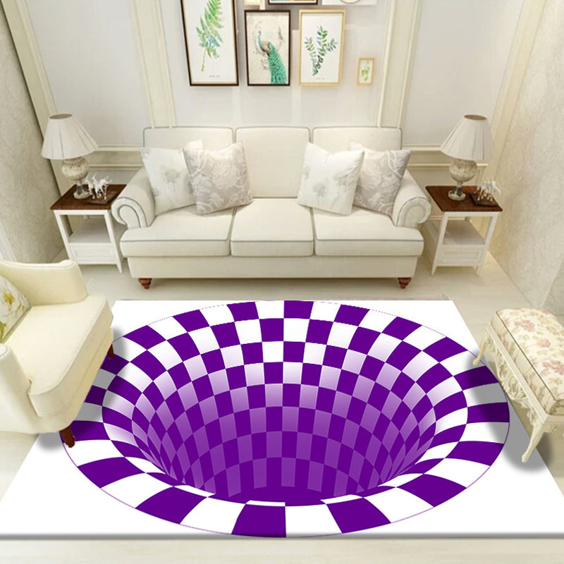Rynx | Classic Geo Print Rug Multi Colored Polyster Area Rug Anti-Slip Backing Pet Friendly Washable Carpet for Parlor